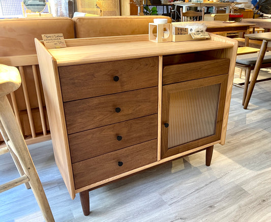 SIMPLY 4-Drawer with Glass Door Sideboard 實木儲物櫃