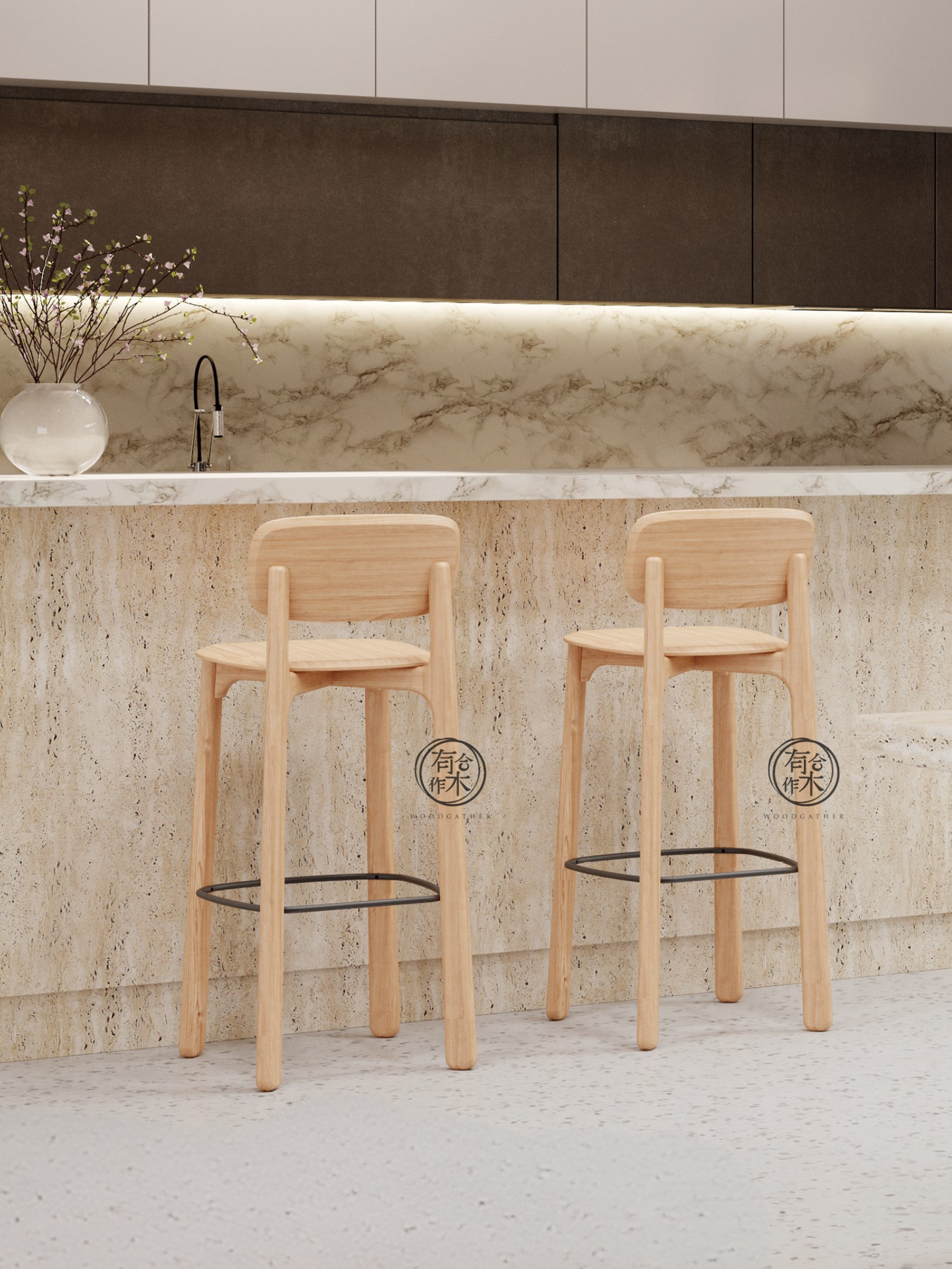 HEYA Bar Stool with Backrest 01 實木靠背吧櫈