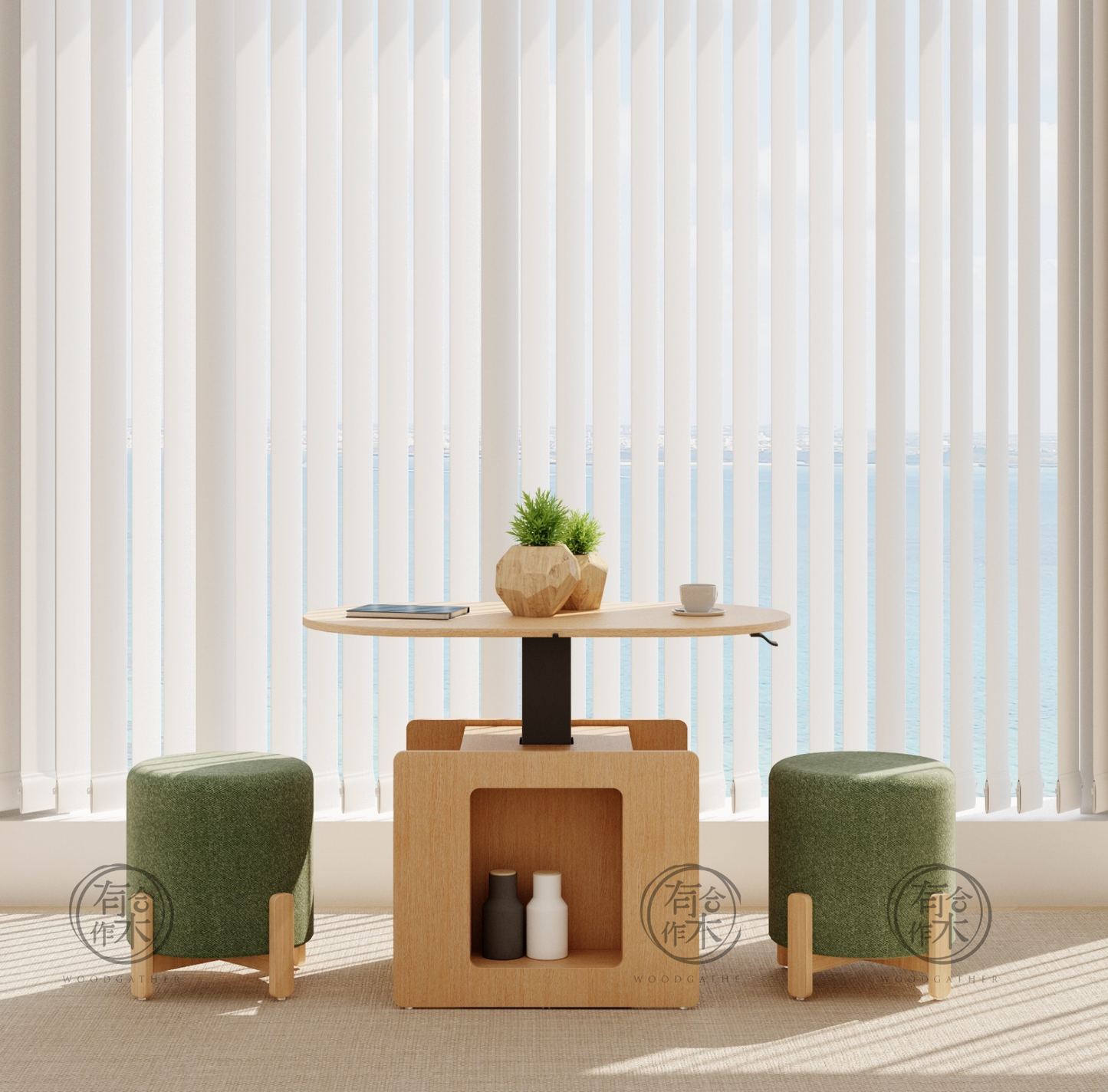 HEYA Pouffe 實木軟墊矮櫈