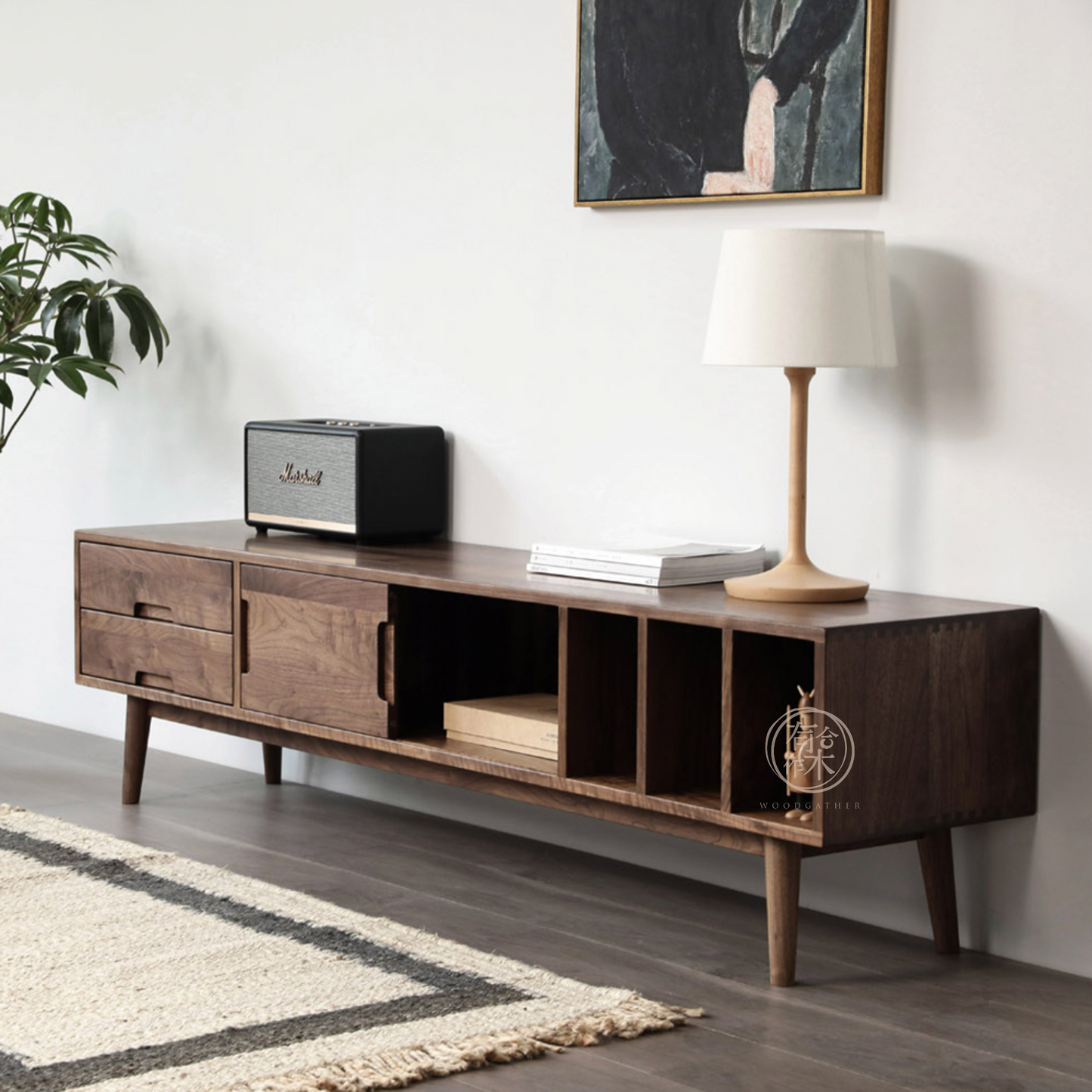 SIMPLY Sliding-Door with shelf TV Board 實木電視櫃(可訂造)