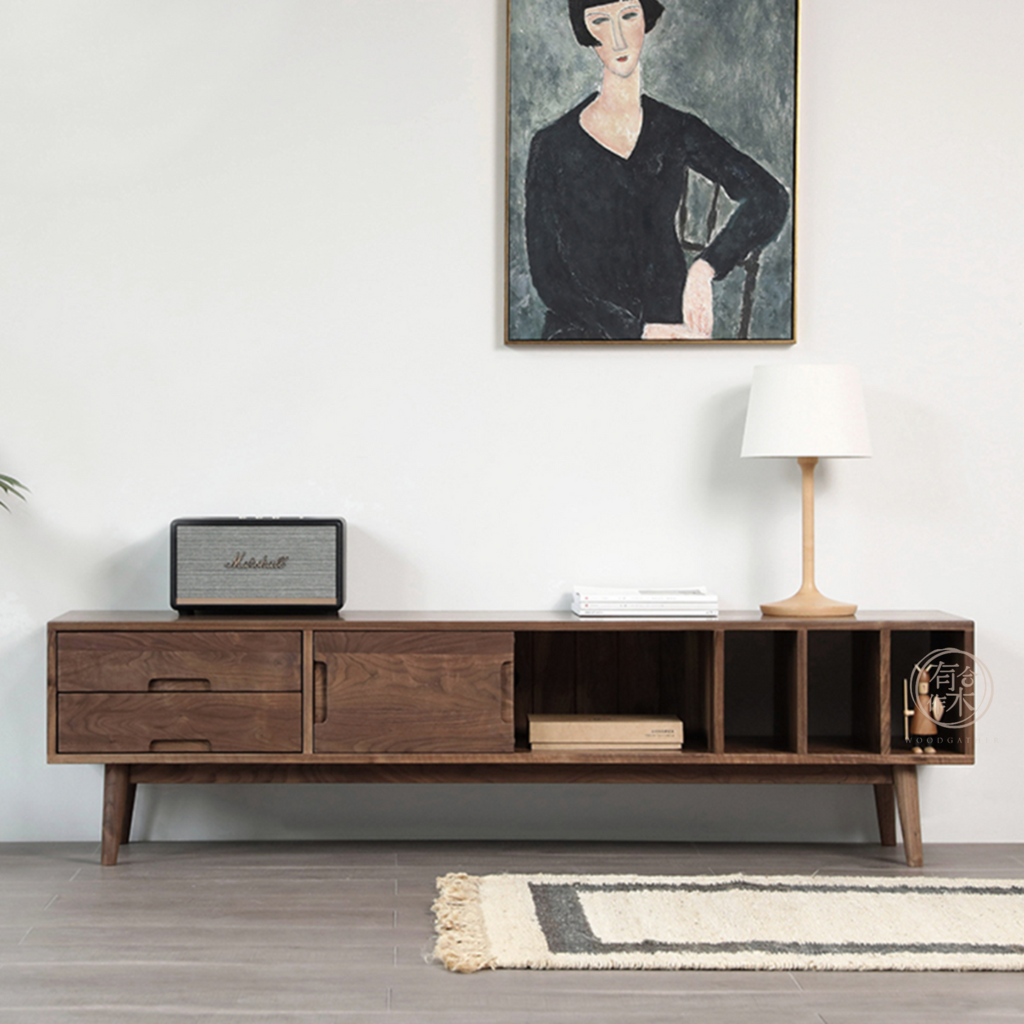 SIMPLY Sliding-Door with shelf TV Board 實木電視櫃(可訂造)
