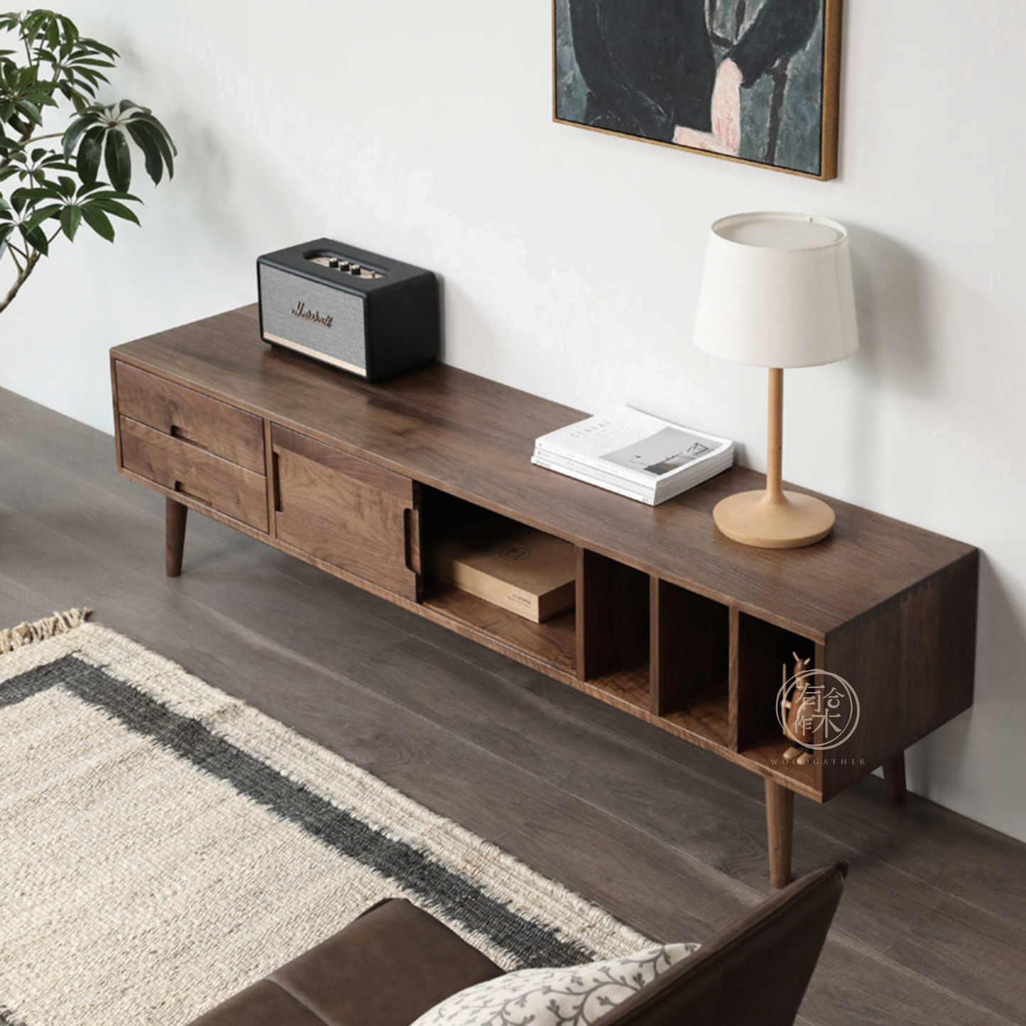 SIMPLY Sliding-Door with shelf TV Board 實木電視櫃(可訂造)