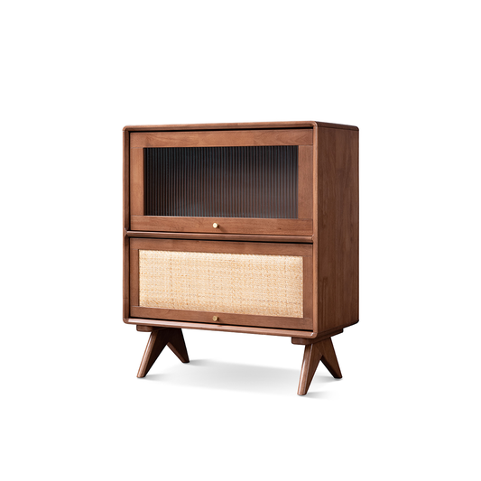 VARIETY-Cherry 2 Levels Cabinet 01 solid wood rattan double-layer low cabinet