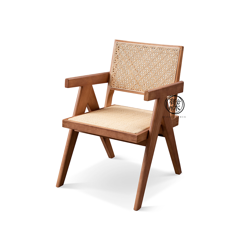VARIETY-Cherry Handle Rattan Chair 02 (a pair) 實木籐織扶手椅(兩張)