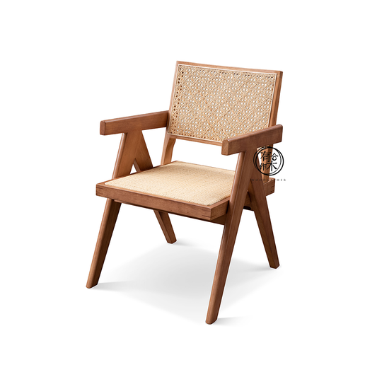 VARIETY-Cherry Handle Rattan Chair 02 (a pair) 實木籐織扶手椅（兩張)