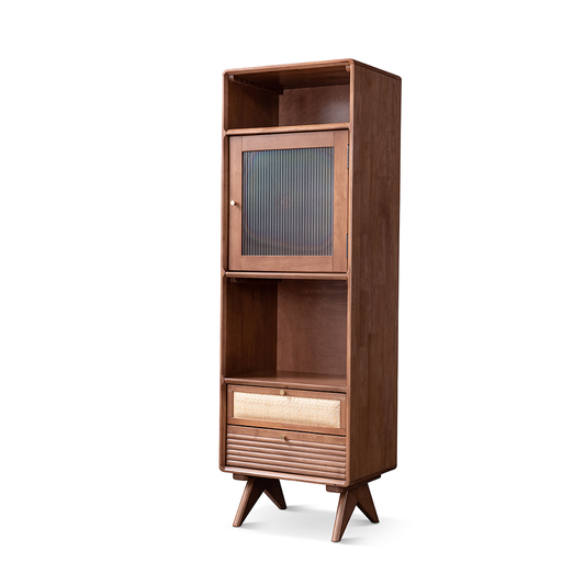 VARIETY-Cherry High Cabinet 01 solid wood rattan high side cabinet (single door)