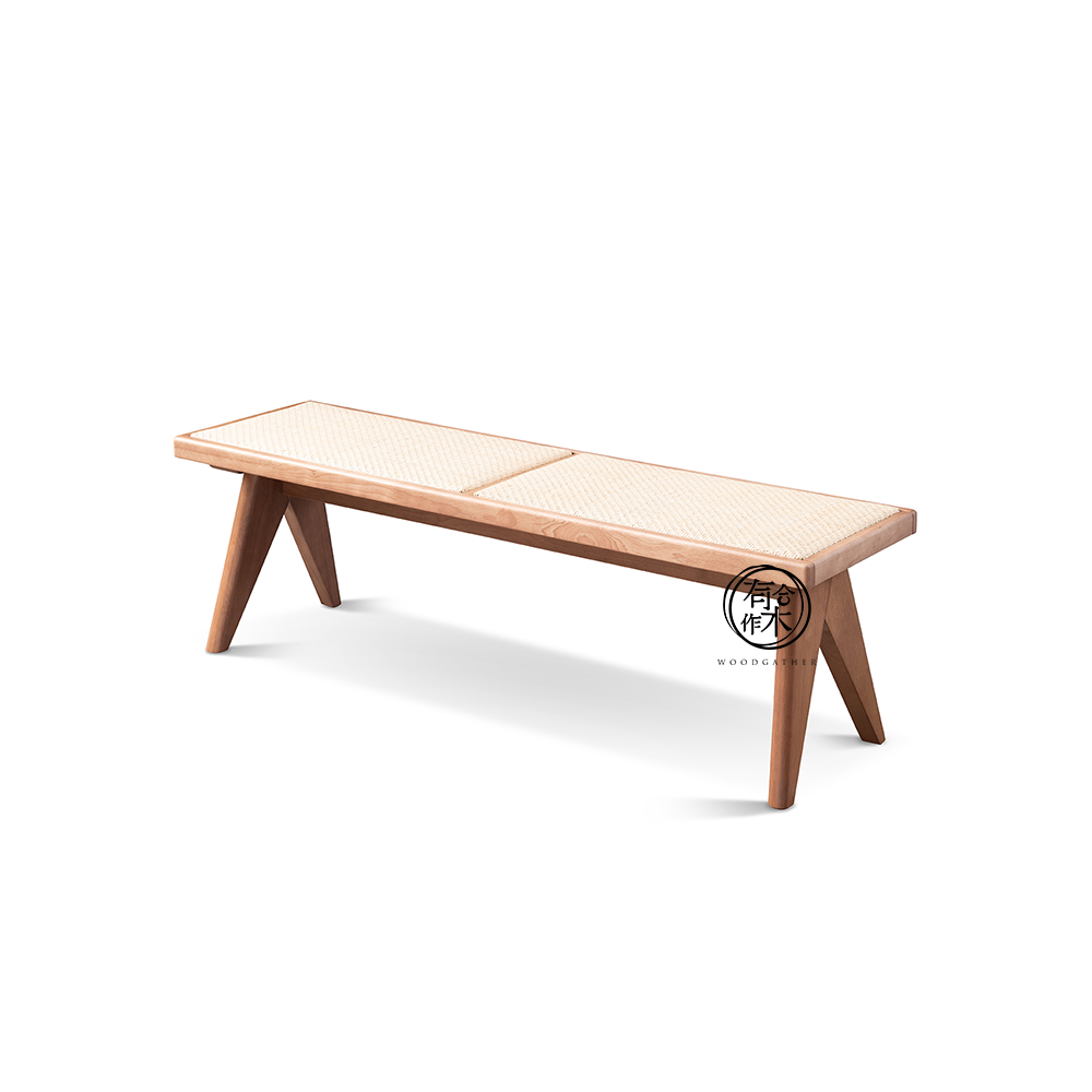 VARIETY-CHERRY Rattan Bench 實木藤織長椅