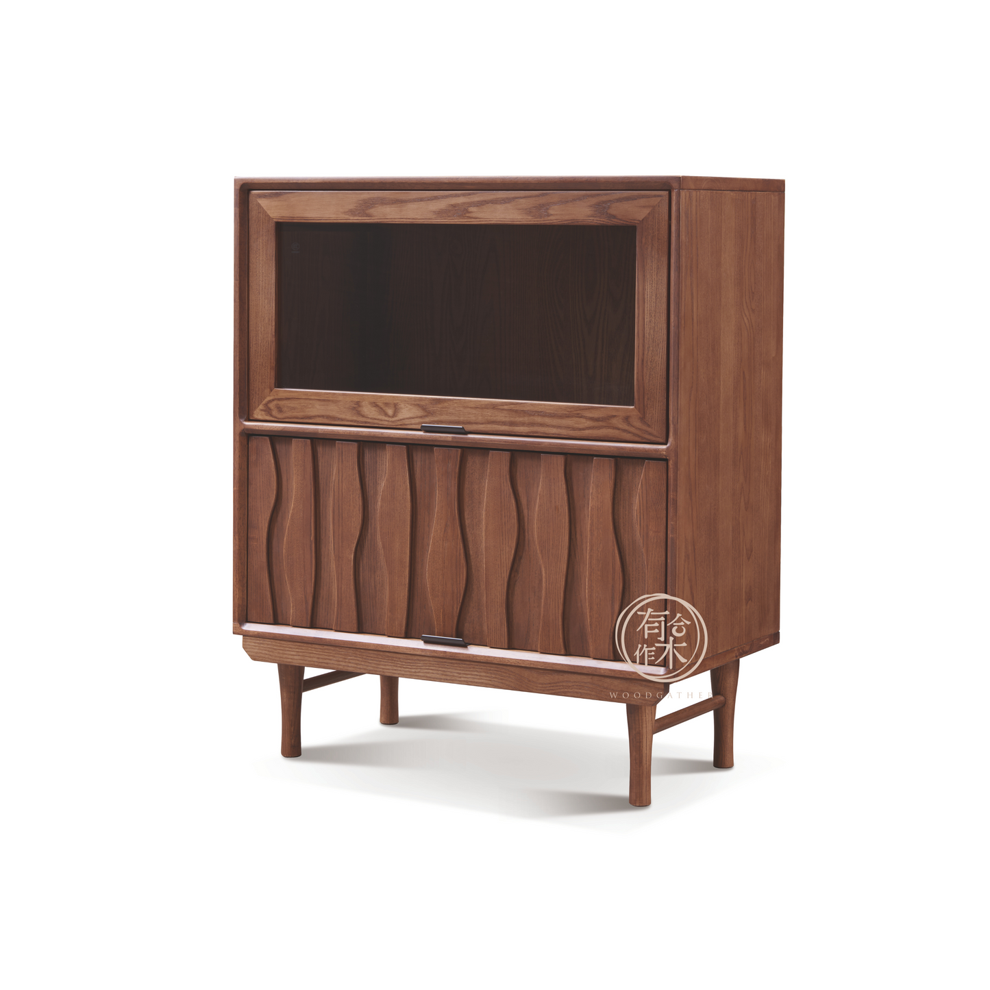 VARIETY-Native 2-level Sideboard with Glass Door 實木雙層翻門櫃