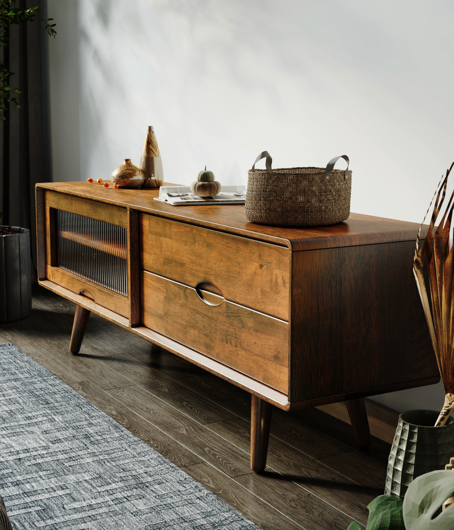 VARIETY 160 TV Board with Glass Lift-up Door 002 全實木玻璃揭門電視櫃