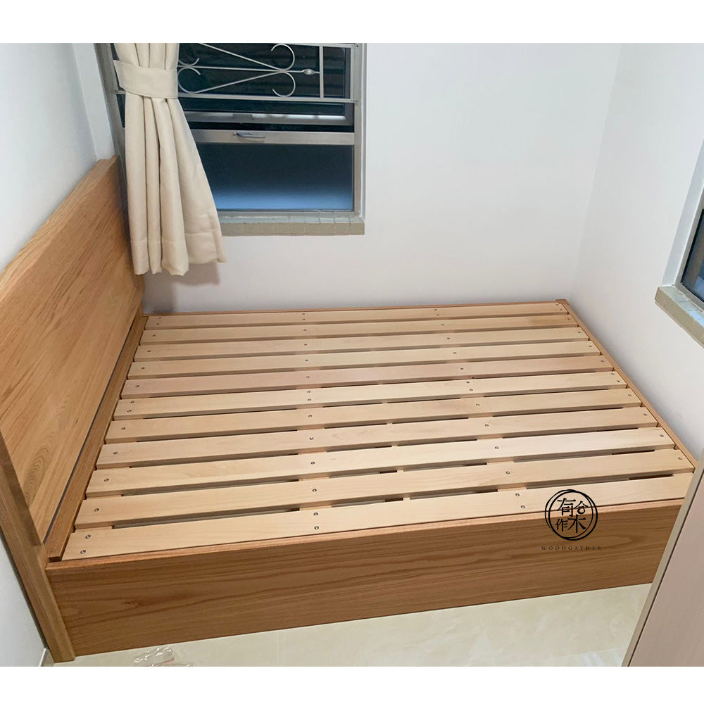DELIGHT Bed Frame 03 實木油壓床架(平板床頭板款式)|可訂造非油壓