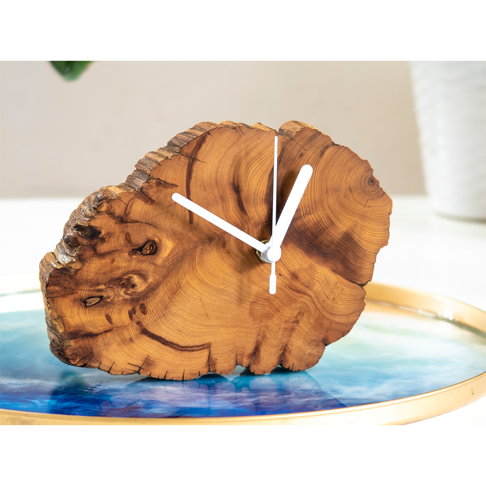 Appreciating wood | Thuja log silent table stand/magnetic clock