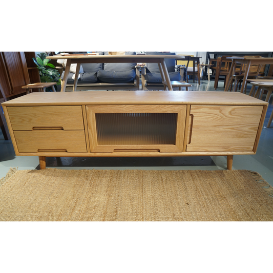SIMPLY TV Board with Glass Door solid wood glass door TV cabinet