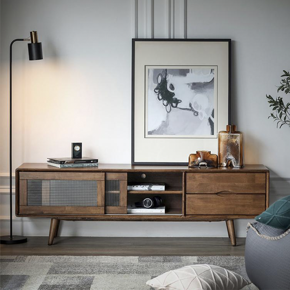 VARIETY 180/200 TV Board with Glass Sliding Door 實木玻璃趟門電視櫃