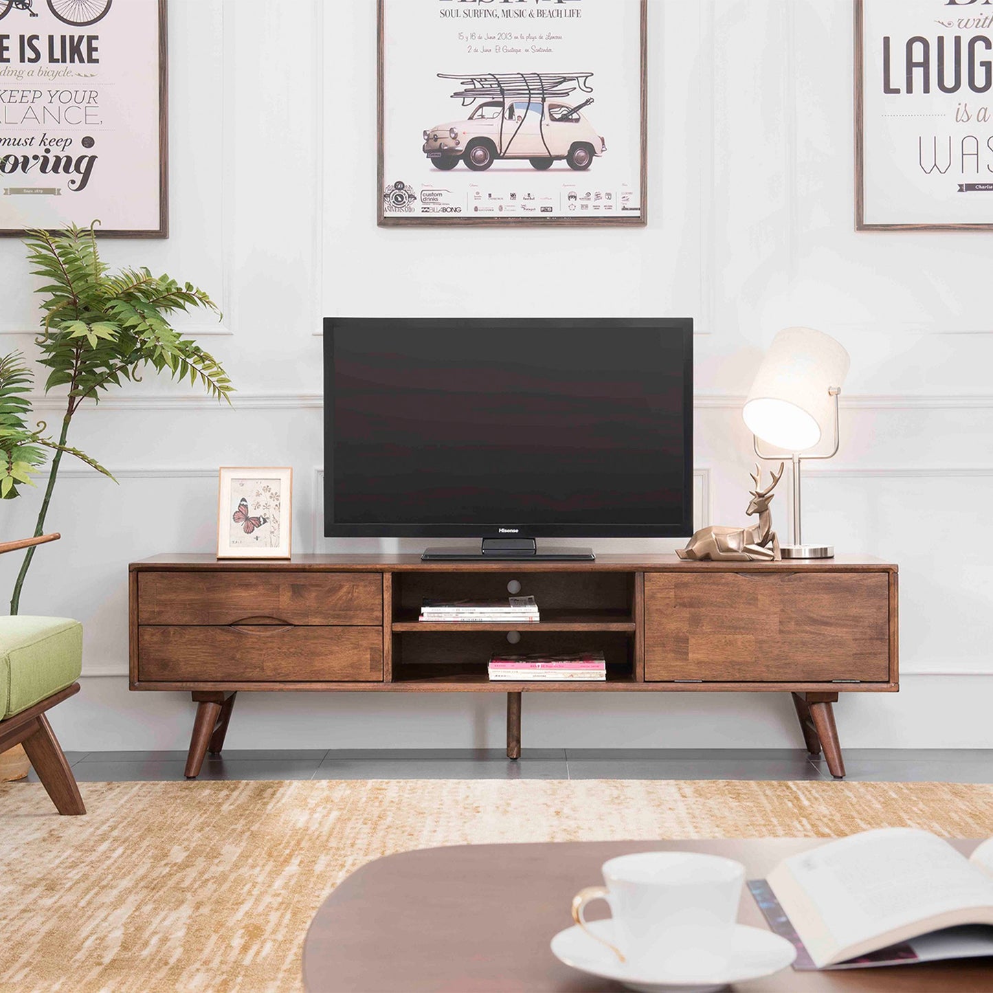 VARIETY 2-Drawer with Lift-up Door TV Board 實木電視櫃