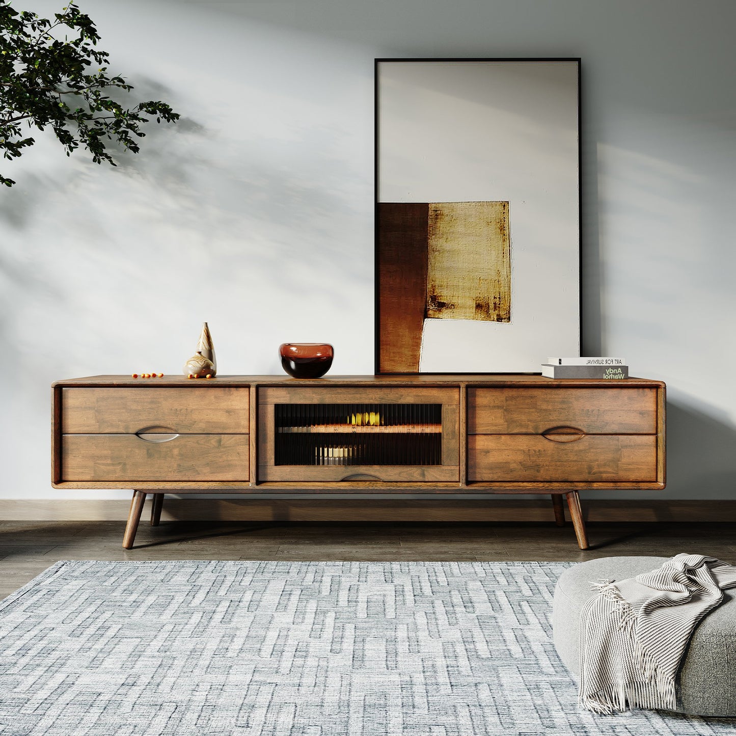 VARIETY 4-Drawer TV Board with Glass Lift-up Door 實木玻璃揭門電視櫃