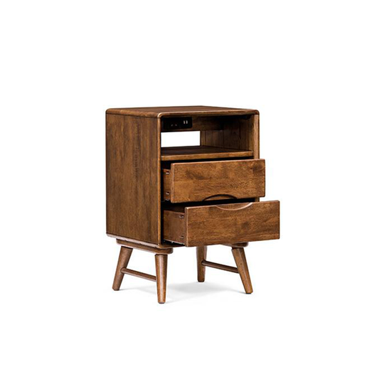VARIETY Side Cabinet 2-Drawer (with socket) solid wood bedside table (with plug style)
