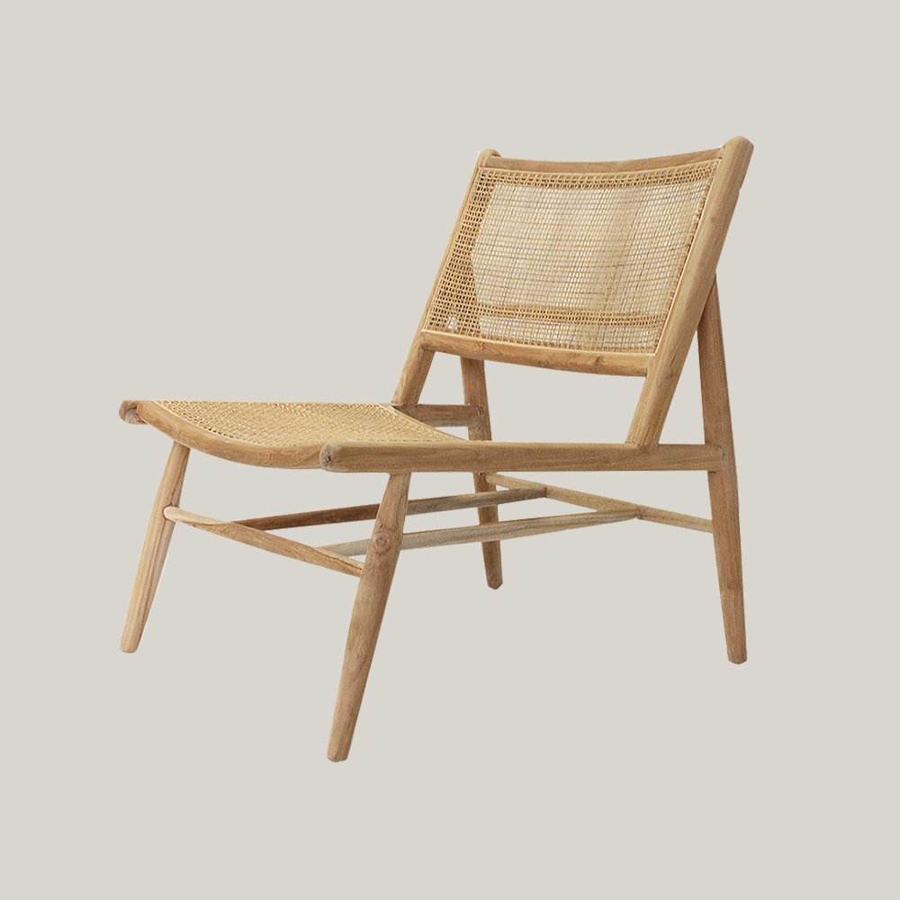 【陳列品出售】VINE Teak Relax Deckchair 印尼柚木藤織休閑椅