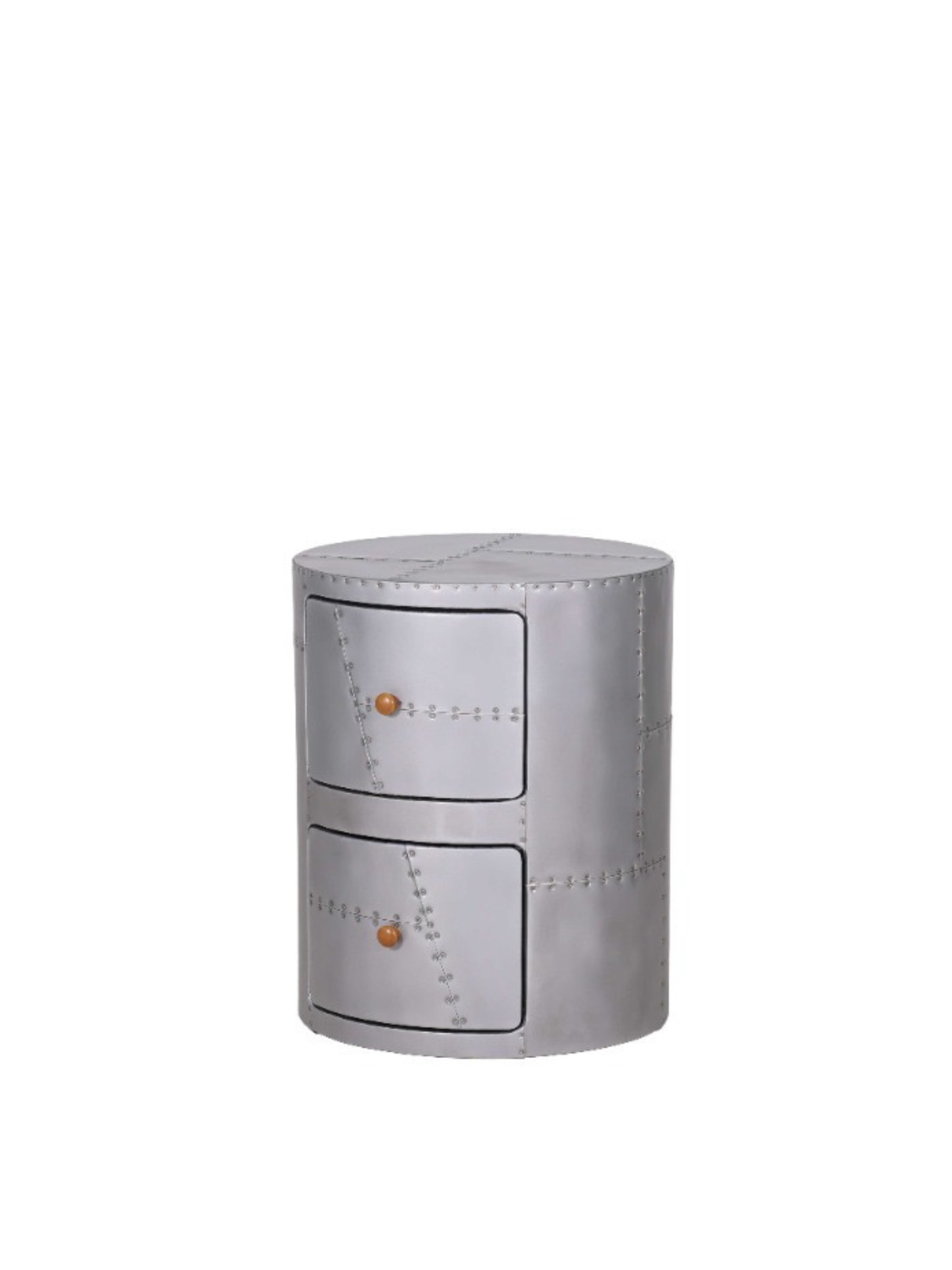 ATELIER Jet Silver Drum Side Table 復古銀鋁邊几