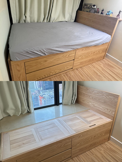 ［訂造案例］實木窗台床架 09