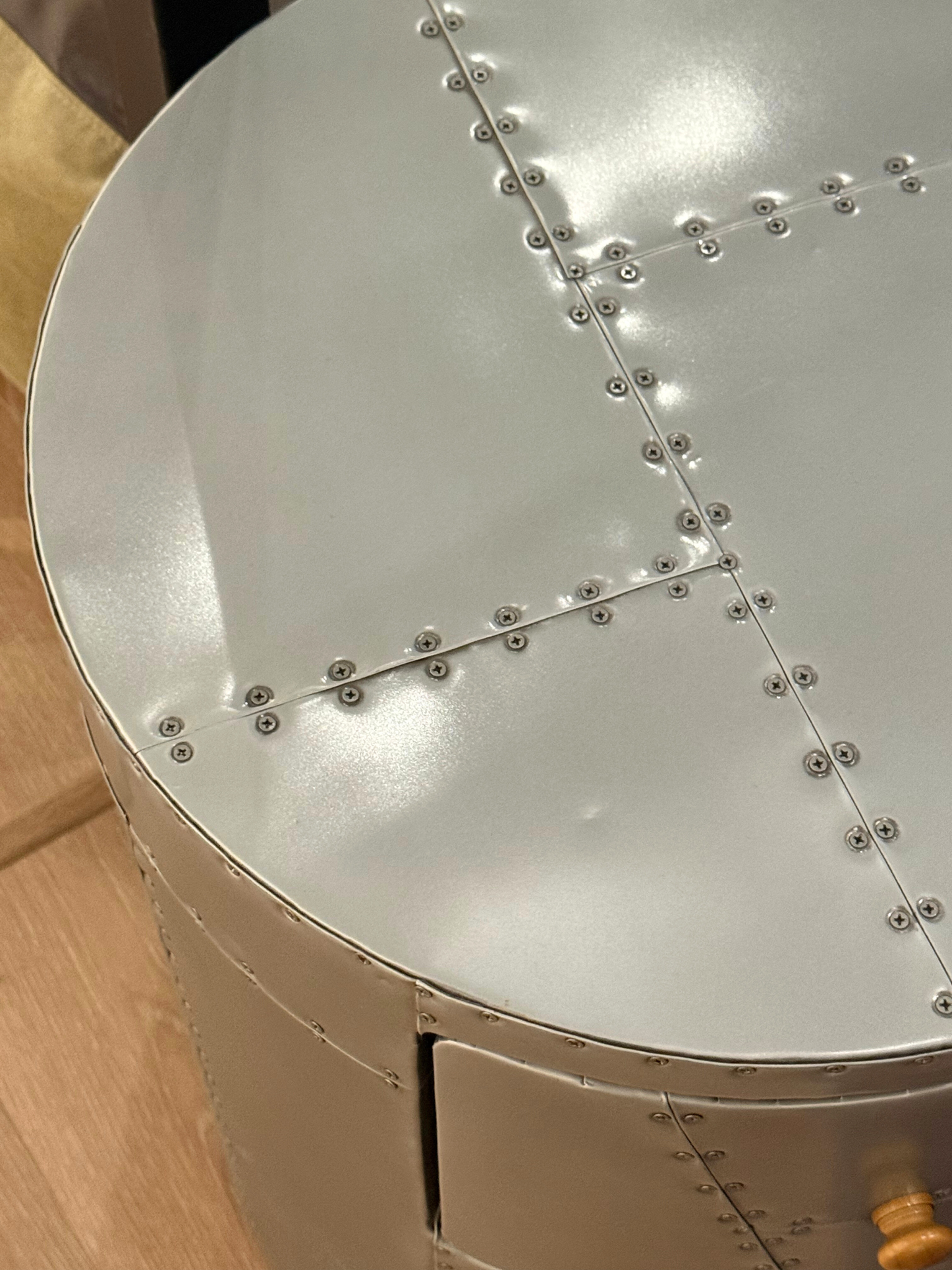 ATELIER Jet Silver Drum Side Table 復古銀鋁邊几