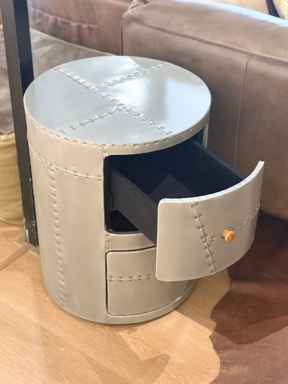 ATELIER Jet Silver Drum Side Table 復古銀鋁邊几