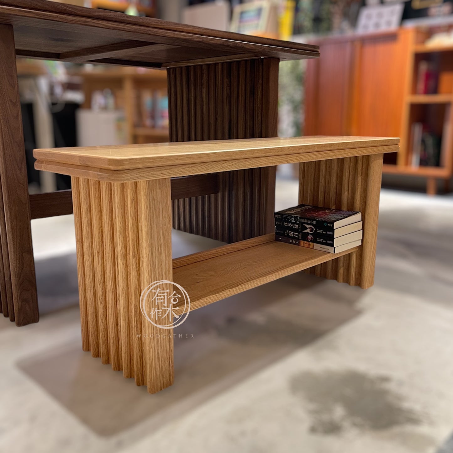 DELIGHT Bench with Shelf 02 實木長椅（可訂造）