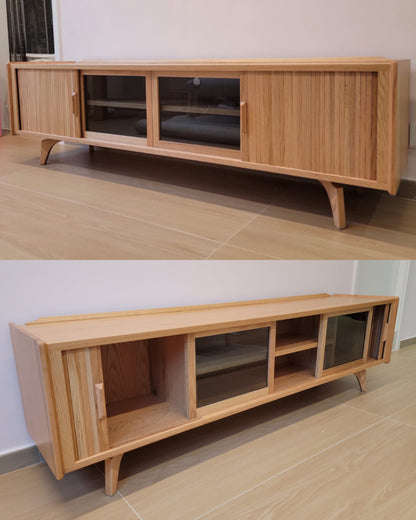 FOREST TV Board 01 solid wood roller shutter glass sliding door TV cabinet