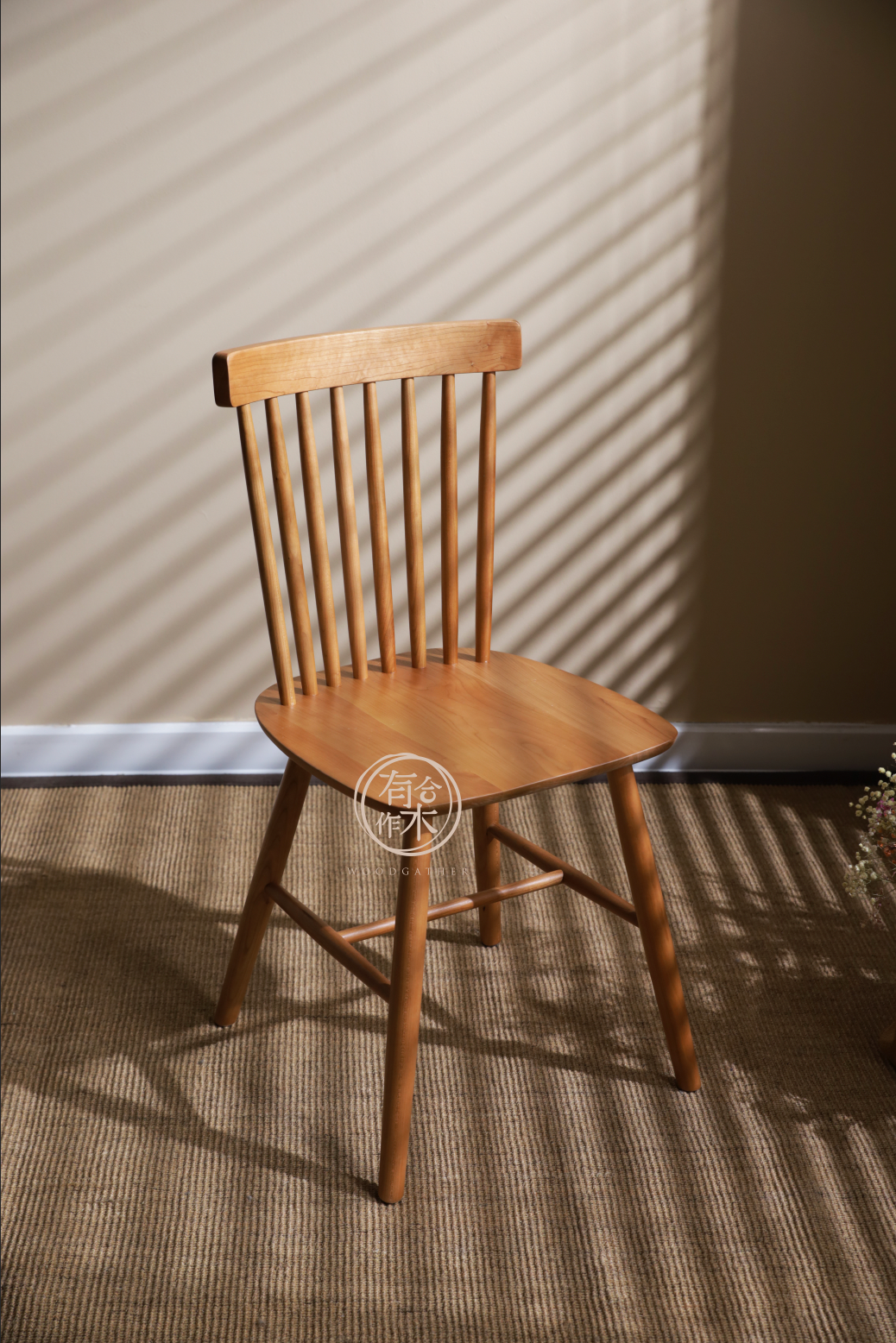 LUMINOUS Dining Chair solid wood oak dining chair (raw wood/dark walnut color)