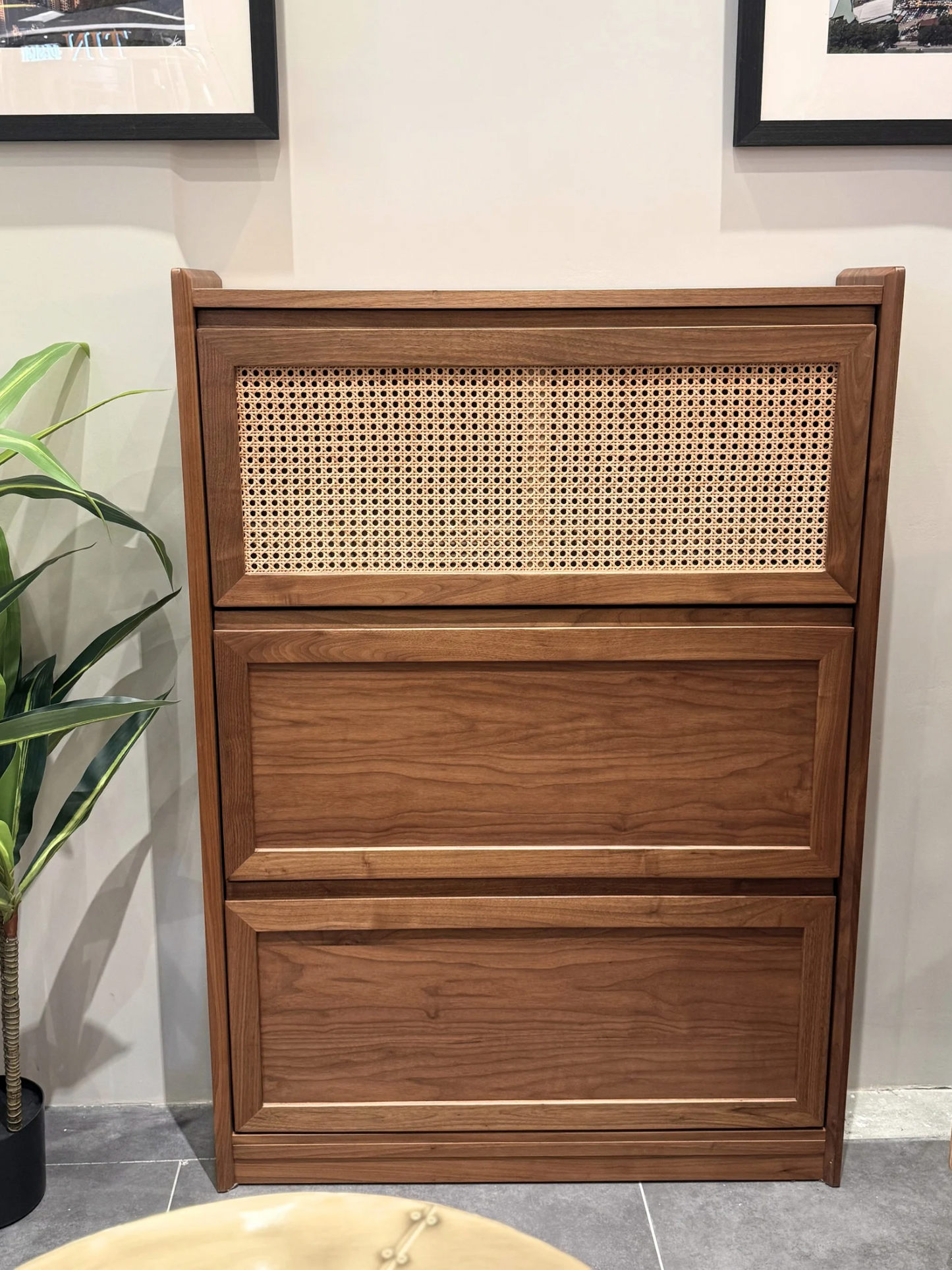 DELIGHT Flip Down Slim Shoe Cabinet 01 solid wood thin shoe cabinet