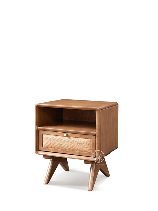 VARIETY-Cherry Rattan Nightstand 02 實木藤織床頭櫃