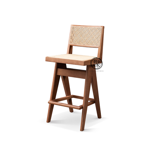 VARIETY-Cherry Rattan Bar Stool 01 實木籐織吧椅