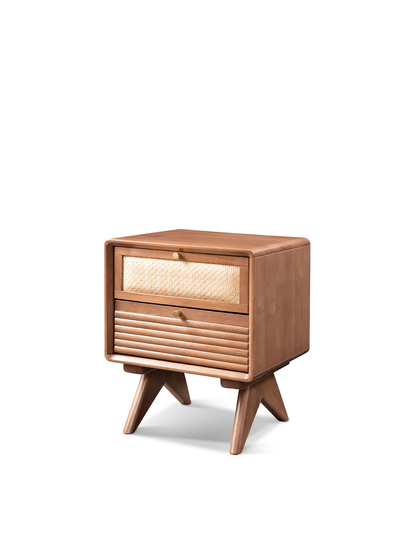 VARIETY-Cherry Nightstand 01 solid wood rattan bedside table