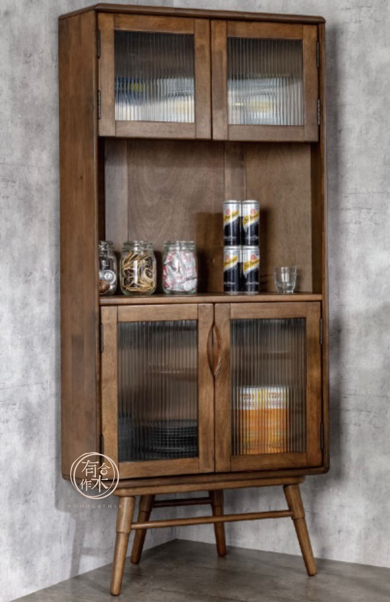 VARIETY Glass Door Corner Cabinet 