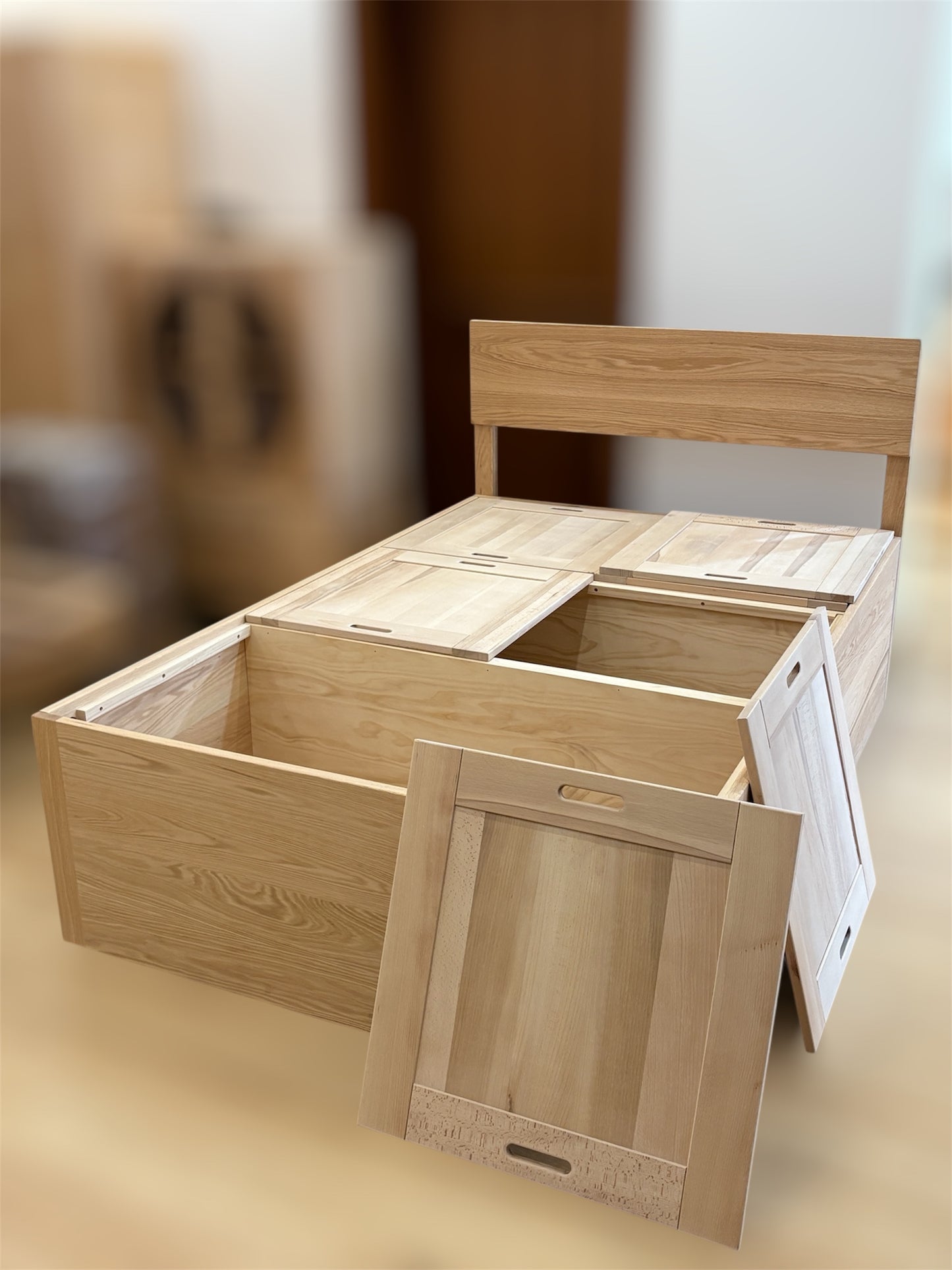 ［訂造案例］實木揭蓋式儲物床架08