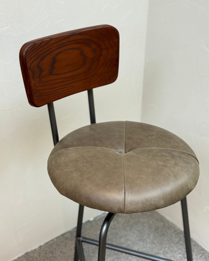 ATELIER Leather Bar Stool 實木真皮鐵藝吧櫈