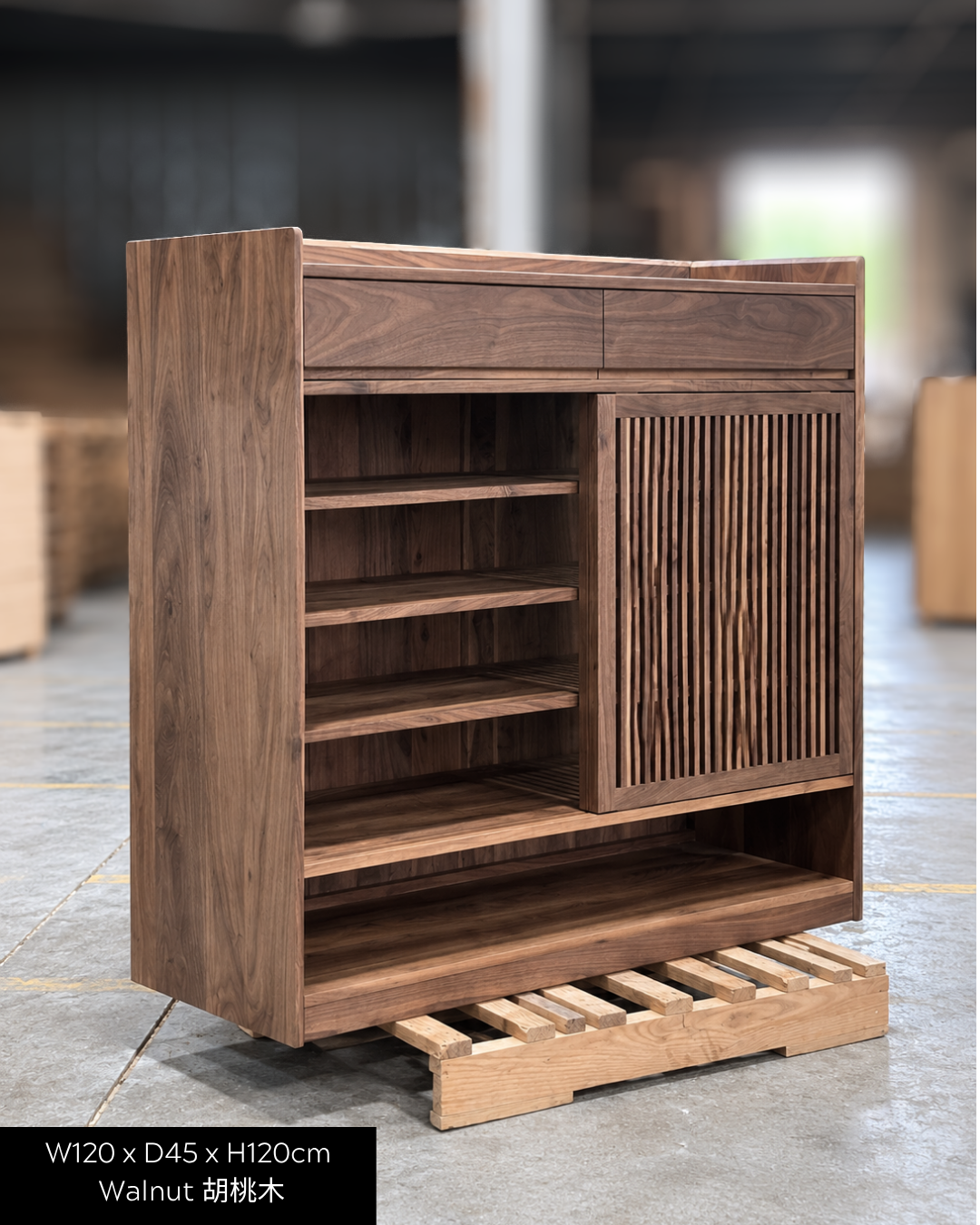 ［訂造案例］實木木柵趟門鞋櫃 Slat Sliding Shoe Cabinet