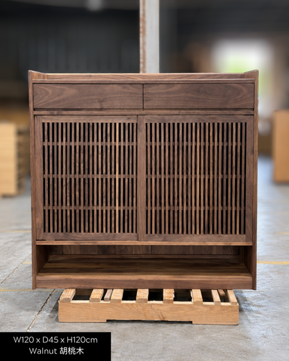 ［訂造案例］實木木柵趟門鞋櫃 Slat Sliding Shoe Cabinet