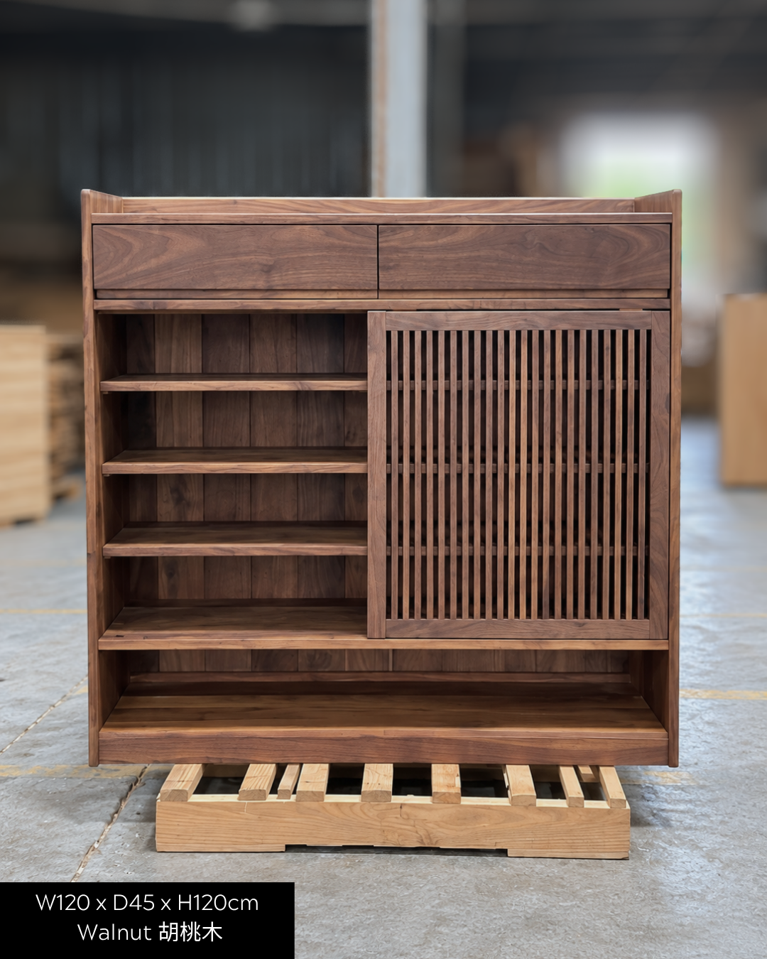 ［訂造案例］實木木柵趟門鞋櫃 Slat Sliding Shoe Cabinet