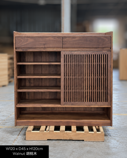 ［訂造案例］實木木柵趟門鞋櫃 Slat Sliding Shoe Cabinet
