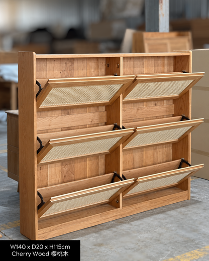 ［訂造案例］DELIGHT Flip Down Slim Shoe Cabinet 01 (6-door) 實木薄鞋櫃（六門）