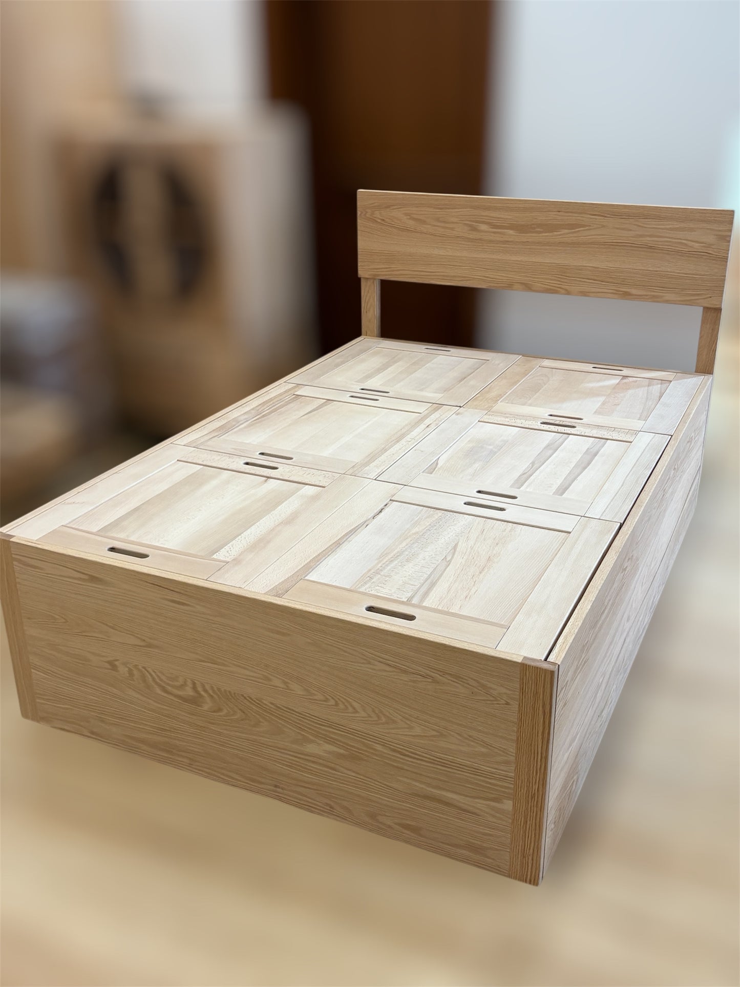 ［訂造案例］實木揭蓋式儲物床架08