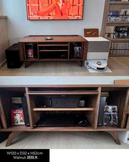 ［訂造案例］ FOREST TV Board 01 實木捲簾玻璃趟門電視櫃