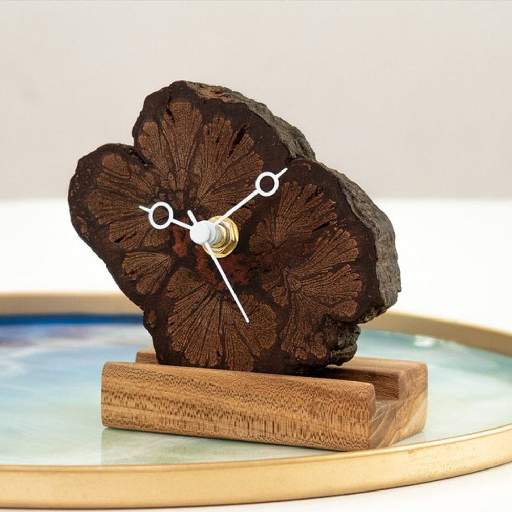 Jianmuzuo | Plum vine log silent small clock 02