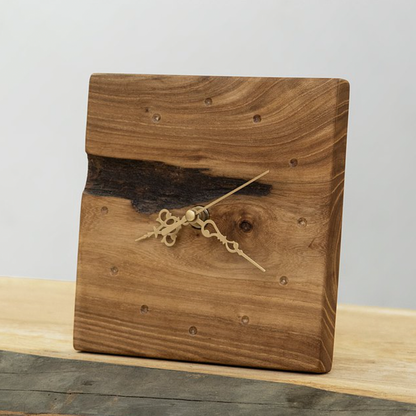 Appreciating wood | Elm twin log silent desk standing clock