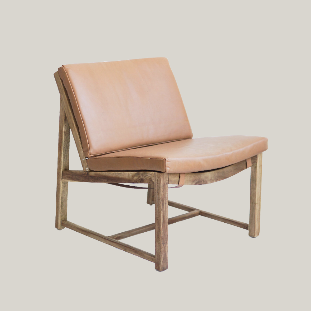 [Sold out] COCOA Teak Deckchair Leather Indonesian teak calf leather leisure chair 