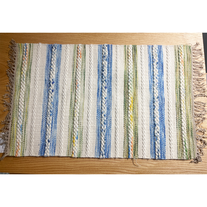 【已售出】India Hand-braided Wool Rug (white & blue) 印度羊毛編織地毯