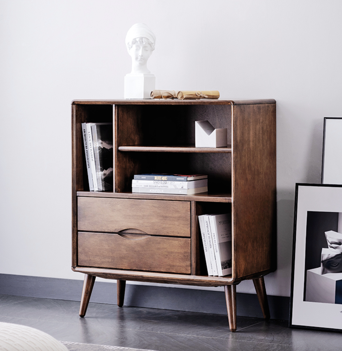 VARIETY Beside Cabinet with 2-drawer solid wood side cabinet 