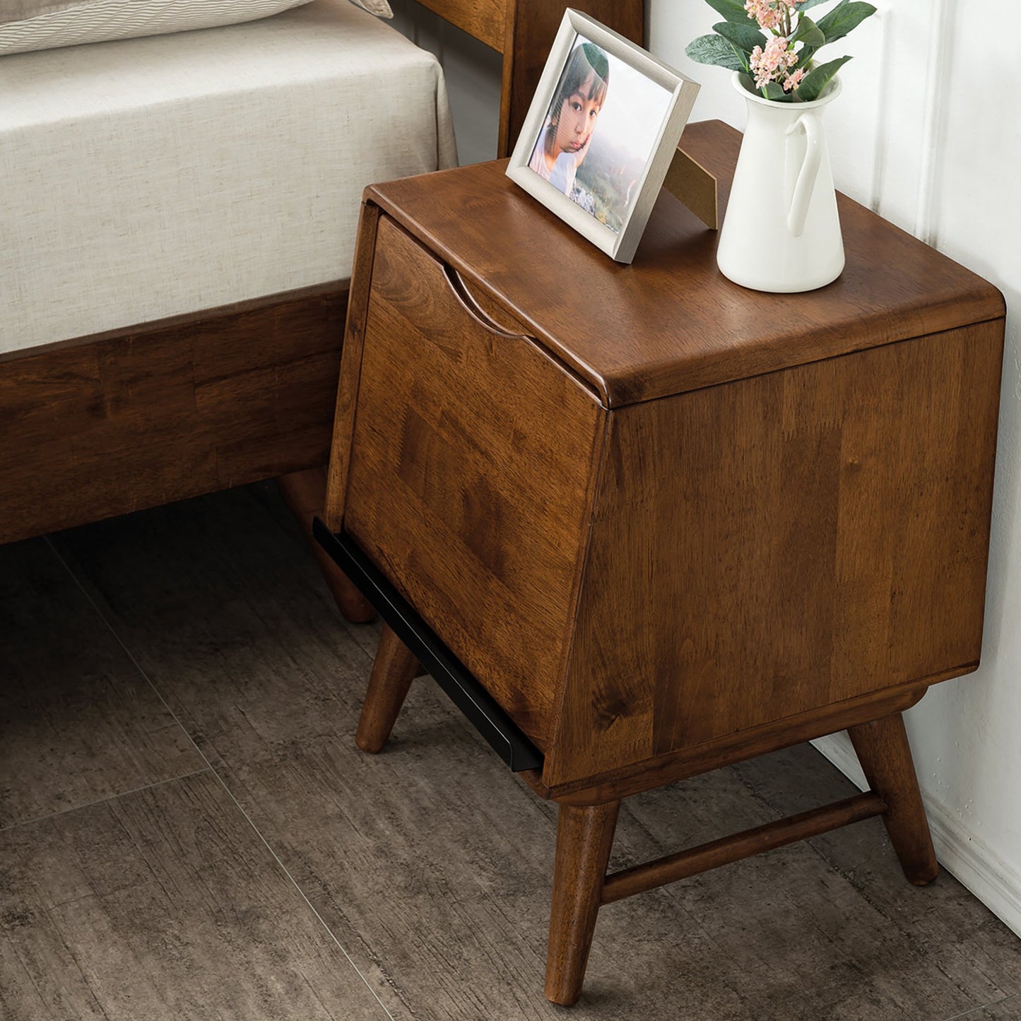 VARIETY Side Table with Large Drawer (with socket) solid wood bedside table (with plug style) 