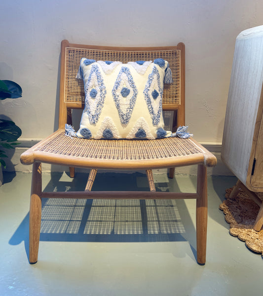 VINE Teak Relax Deckchair Indonesian teak and rattan woven leisure chair 